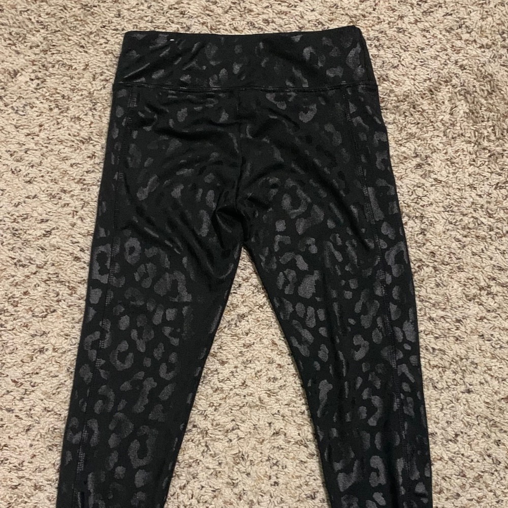 Black shiny leopard pants